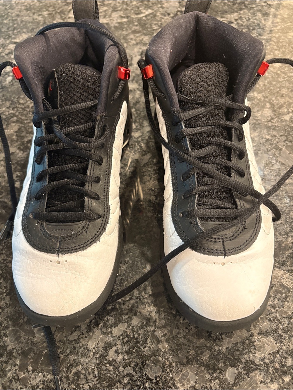 Nike Kids Air Jordan Black and White High-Top Sneakers with Red Accents